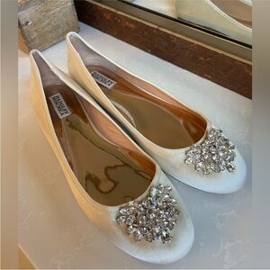 Badgley Mischka Ivory Flats with Sparkling Embellishments